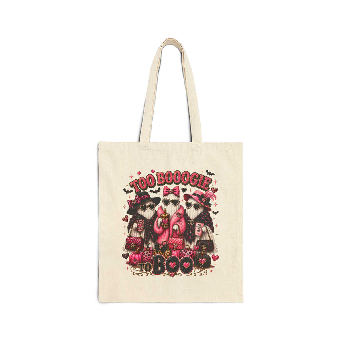 Too BOOOGIE to BOO Halloween Tote Bag | Pink Ghost Canvas Bag