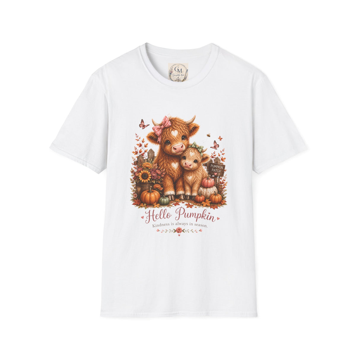 Hello Pumpkin Cow T-Shirt — Cute Autumn Highland Calf Tee