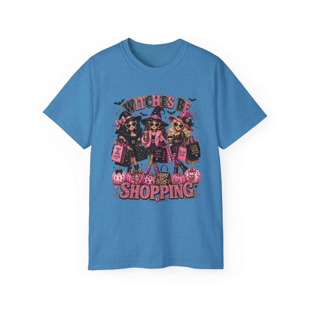 Witches be Shopping-Halloween T-shirt / Pink Witch Graphic Tee
