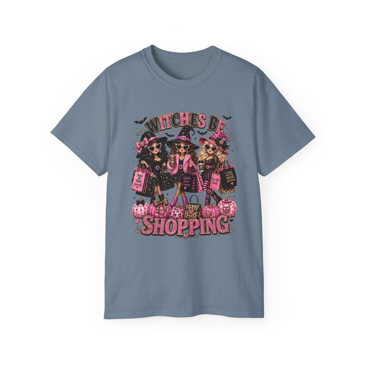 Witches be Shopping-Halloween T-shirt / Pink Witch Graphic Tee