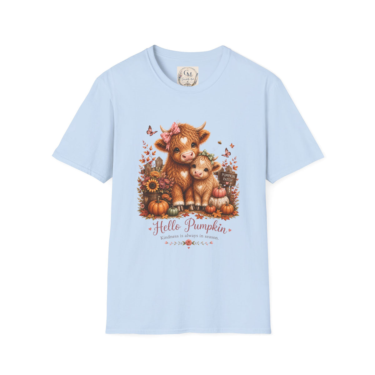 Hello Pumpkin Cow T-Shirt — Cute Autumn Highland Calf Tee