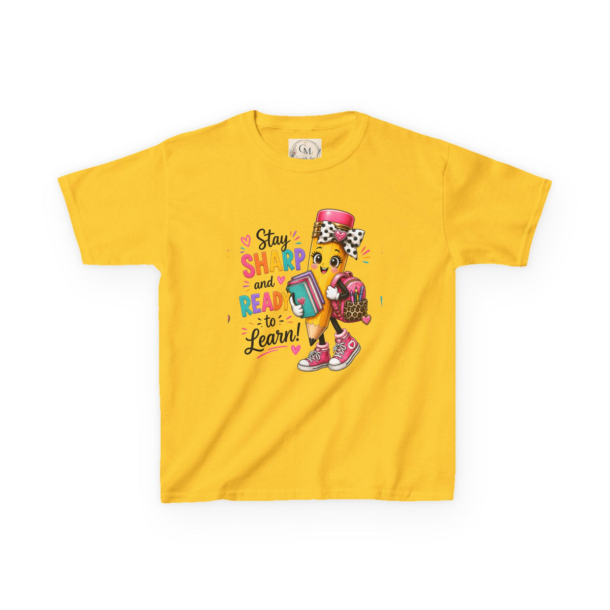 Stay Sharp and Ready to Learn Kids T-Shirt - Back-to-School Pencil Design