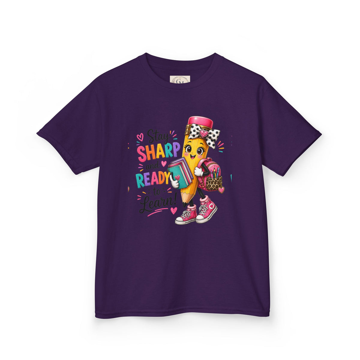 Stay Sharp and Ready to Learn Kids T-Shirt - Back-to-School Pencil Design