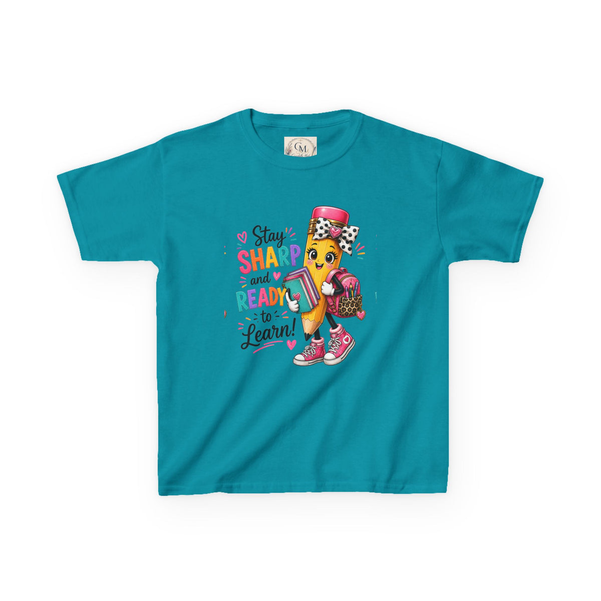 Stay Sharp and Ready to Learn Kids T-Shirt - Back-to-School Pencil Design