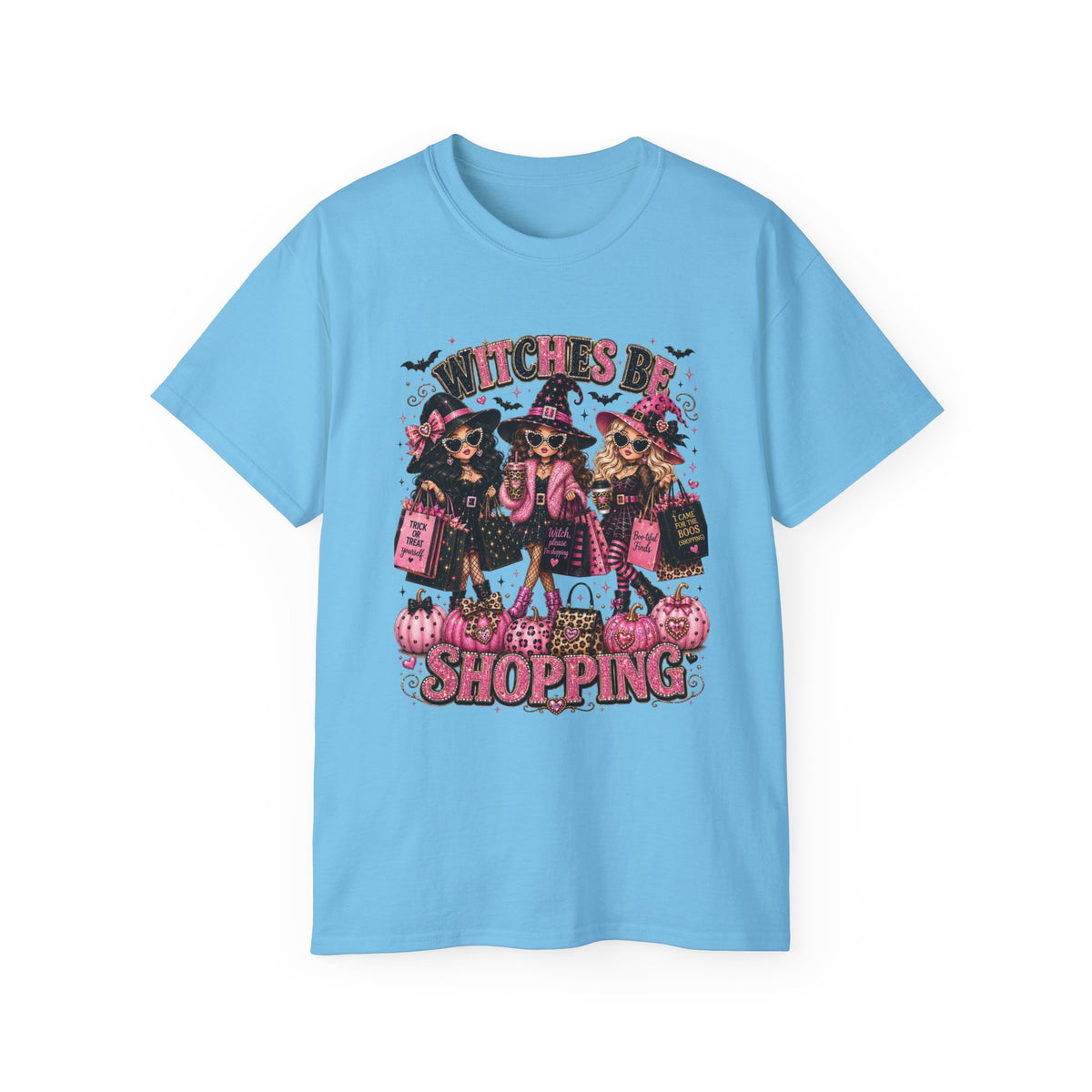 Witches be Shopping-Halloween T-shirt / Pink Witch Graphic Tee