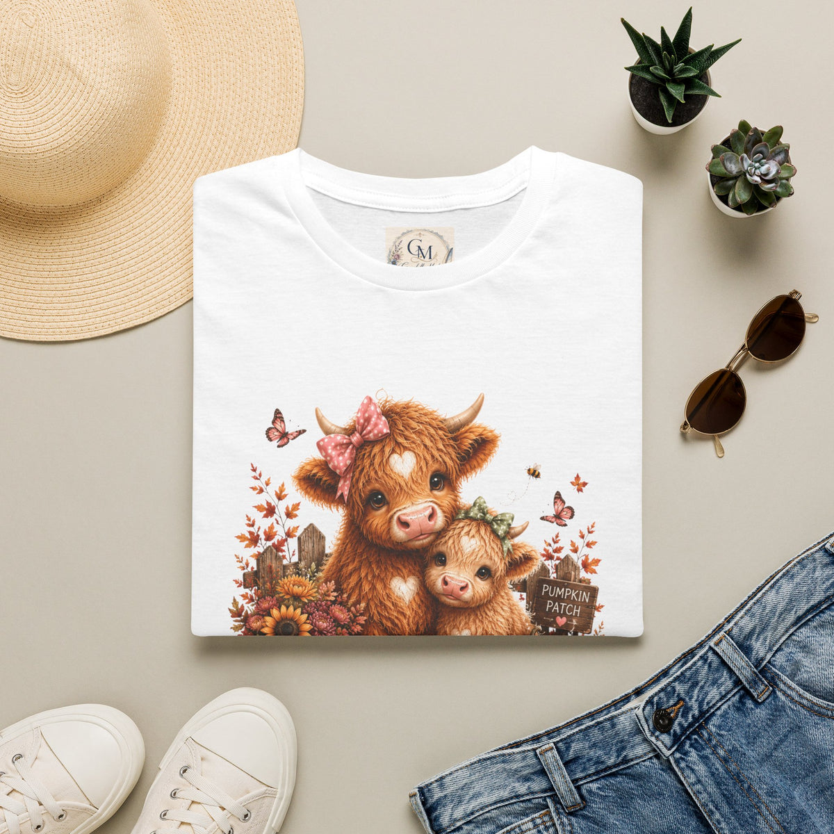 Hello Pumpkin Cow T-Shirt — Cute Autumn Highland Calf Tee