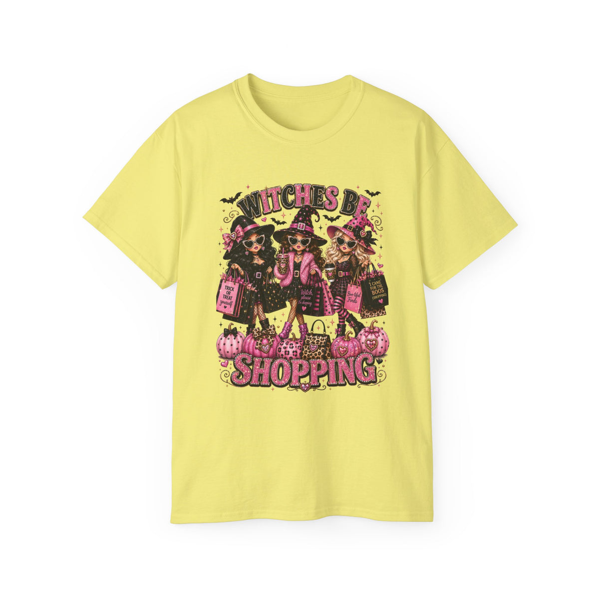 Witches be Shopping-Halloween T-shirt / Pink Witch Graphic Tee