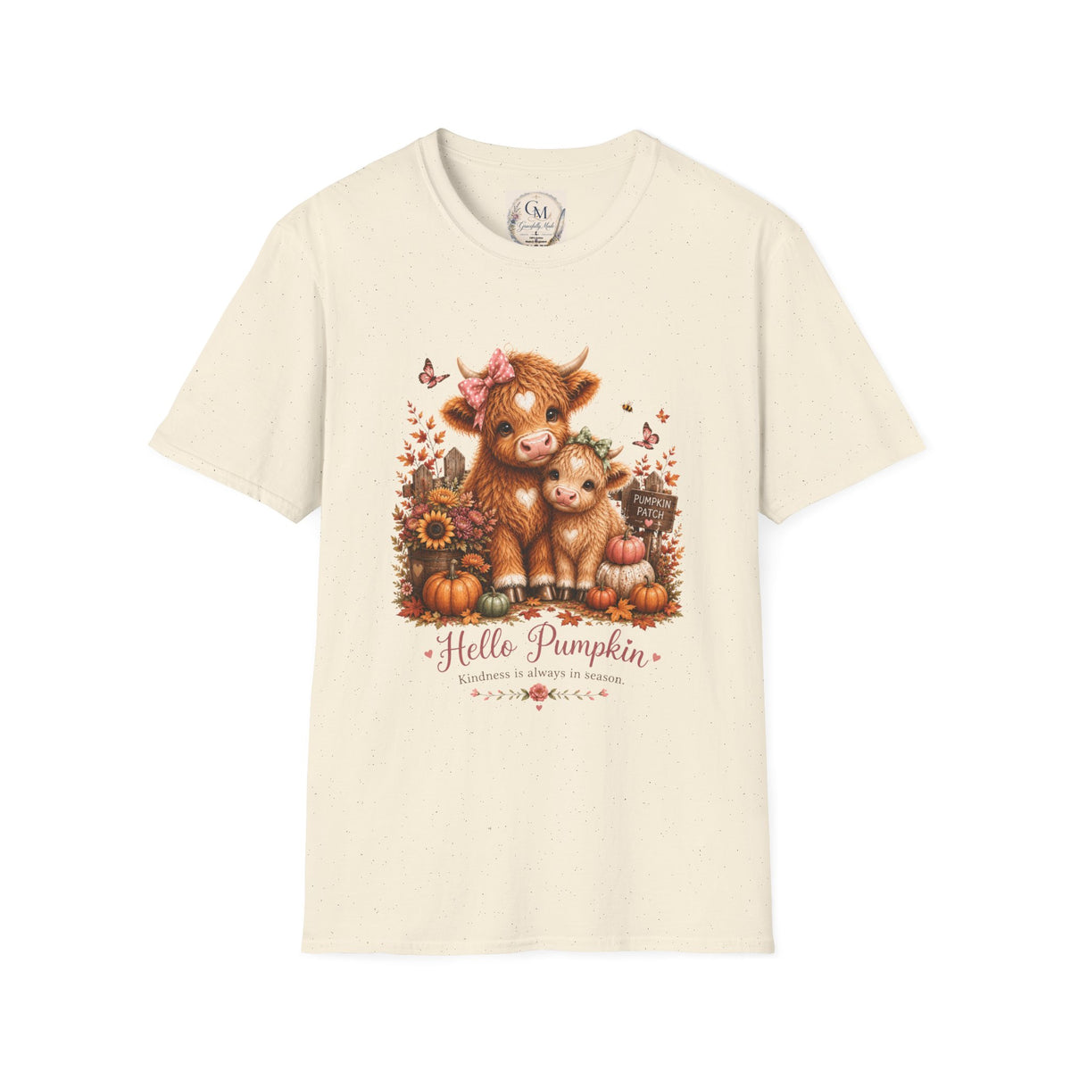 Hello Pumpkin Cow T-Shirt — Cute Autumn Highland Calf Tee
