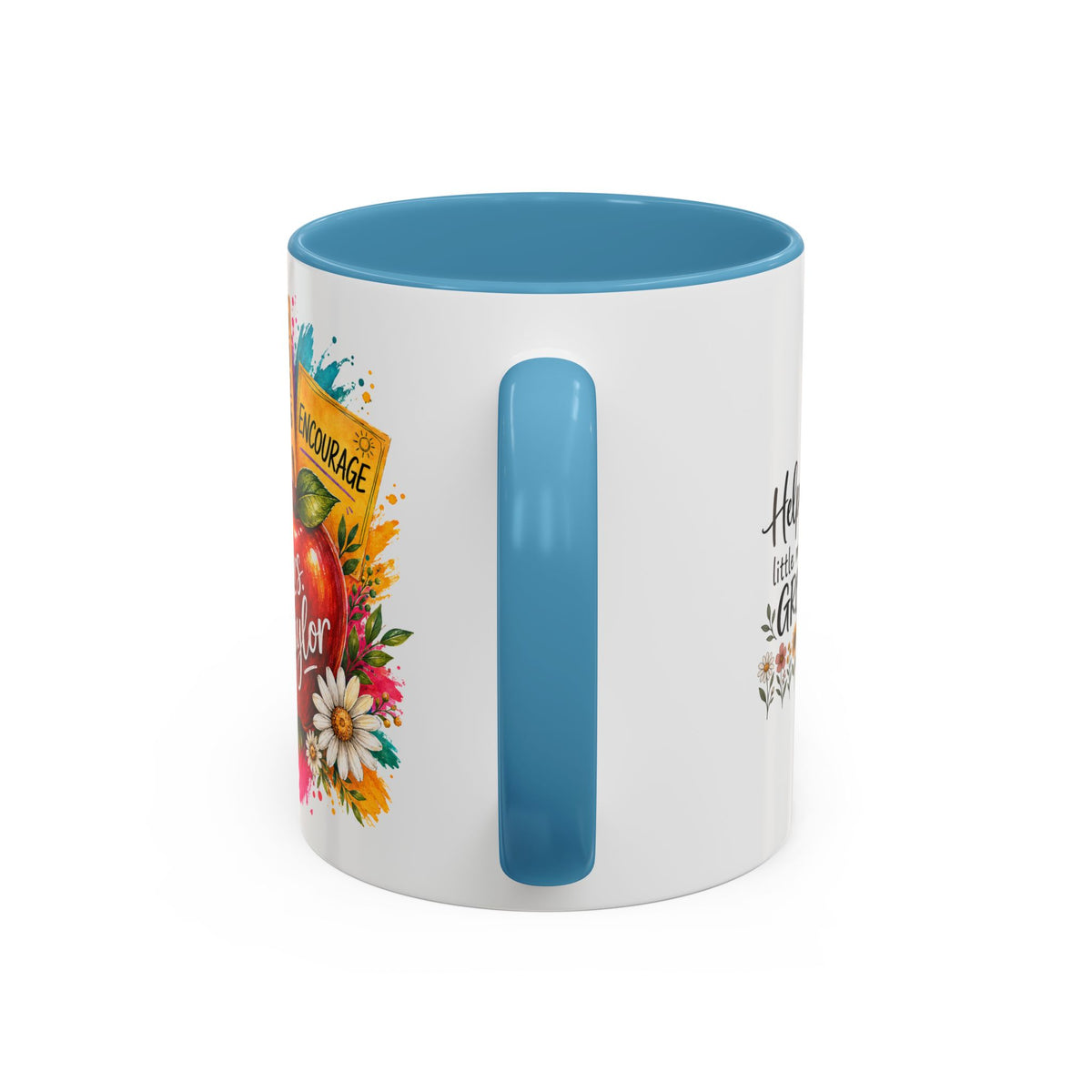 Teacher Coffee Mug — Personalized "Mrs. Taylor" Apple Design (Inspire, Encourage, Make a Difference)
